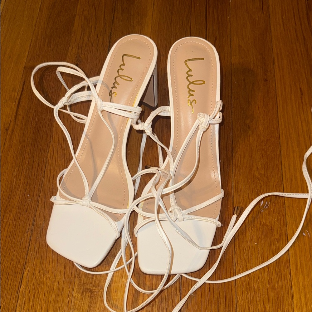 Lulu's Elegant White Strappy Heels